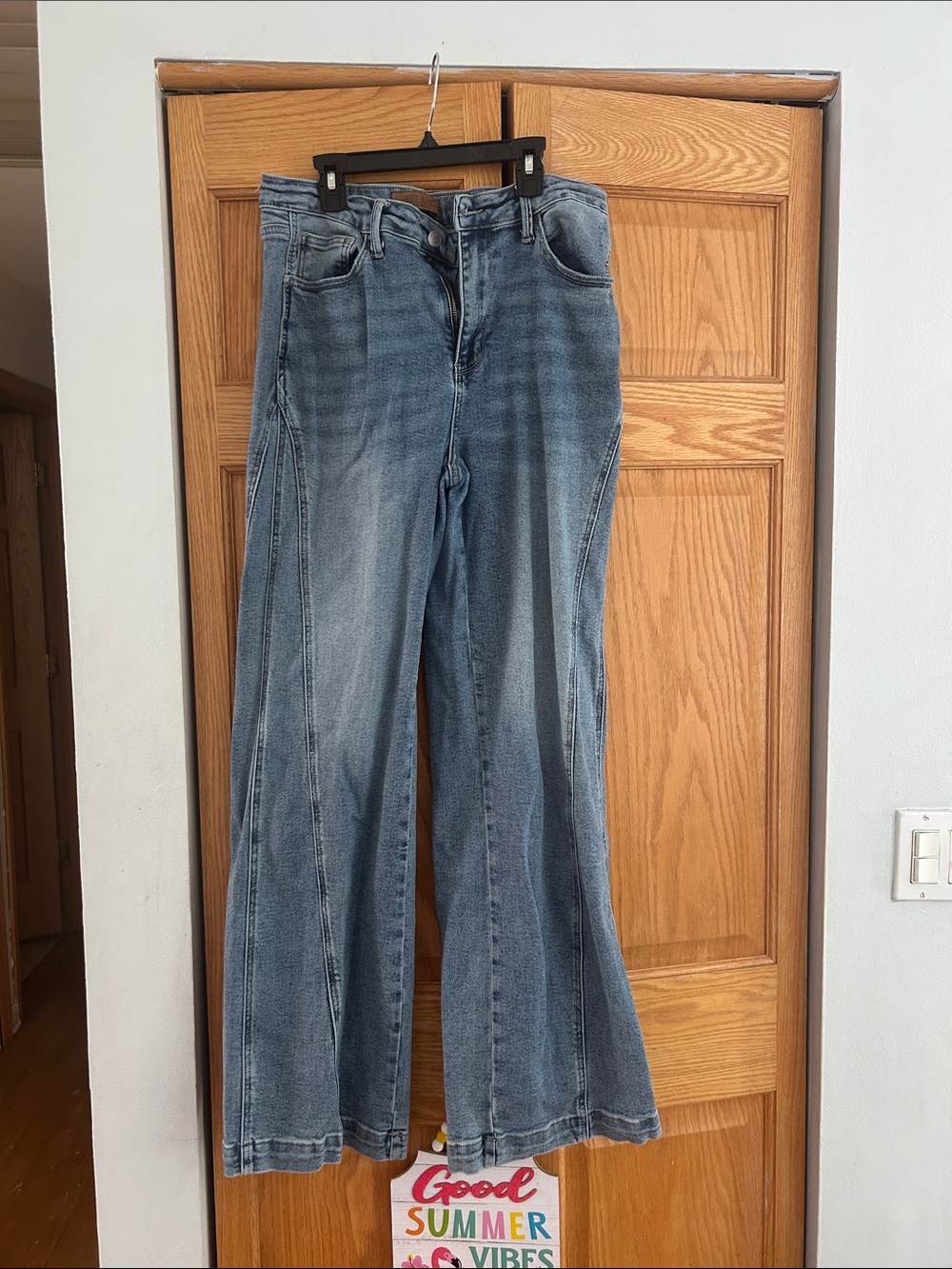 Judy Blue Faded Blue Wide-Leg Flare Jeans